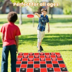 Quadpro 2-in-1 Giant Checkers & Tic Tac Toe Game Set Outdoor Backyard Game