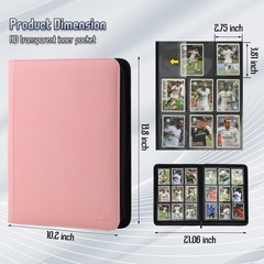 Arkeiliy Card Binder 9 Pocket, Double Sided Pockets 7.5 X 9.8 Inches, pink