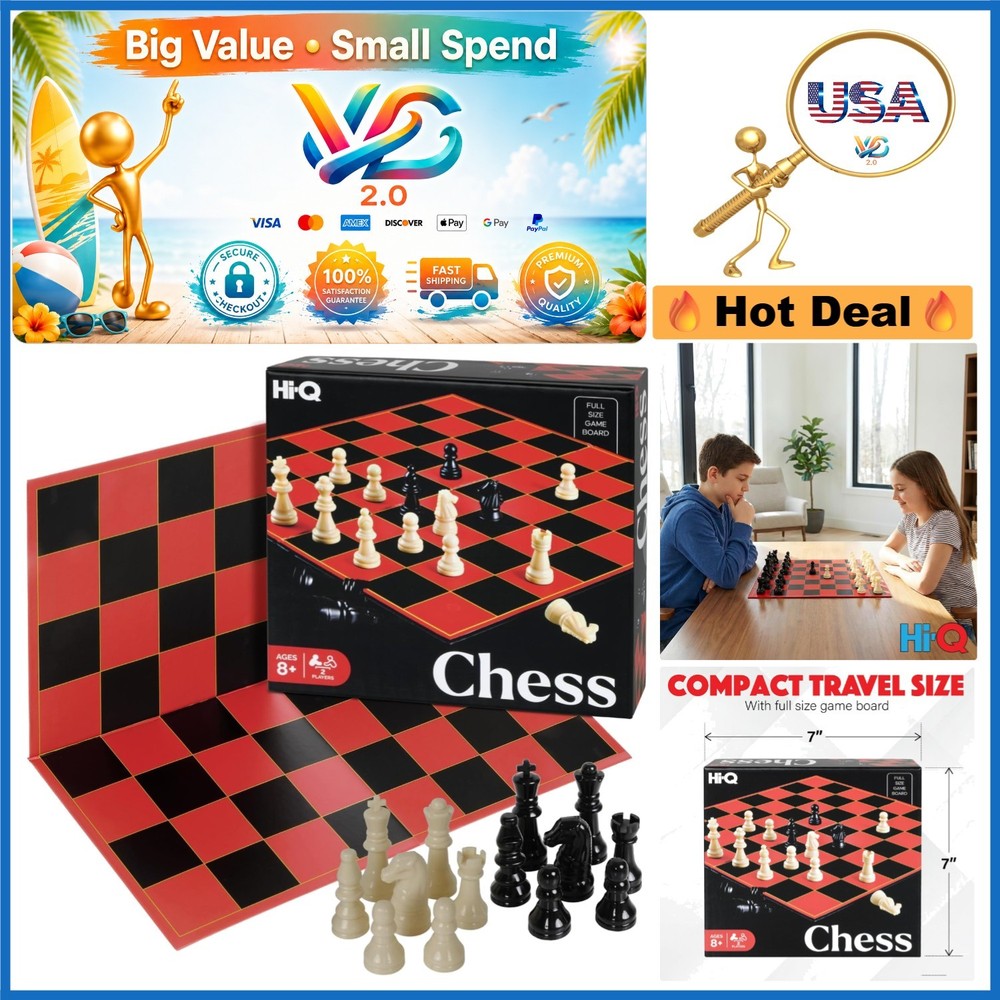 HI-Q Checkers & Tic-Tac-Toe Board Game Set 2-in-1 Family Fun Kids Age 6+