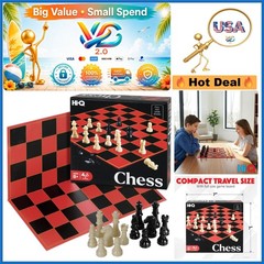 HI-Q Checkers & Tic-Tac-Toe Board Game Set 2-in-1 Family Fun Kids Age 6+