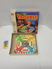 Vintage 1986 Trouble Board Game Pop O Matic Milton Bradley Complete & Works