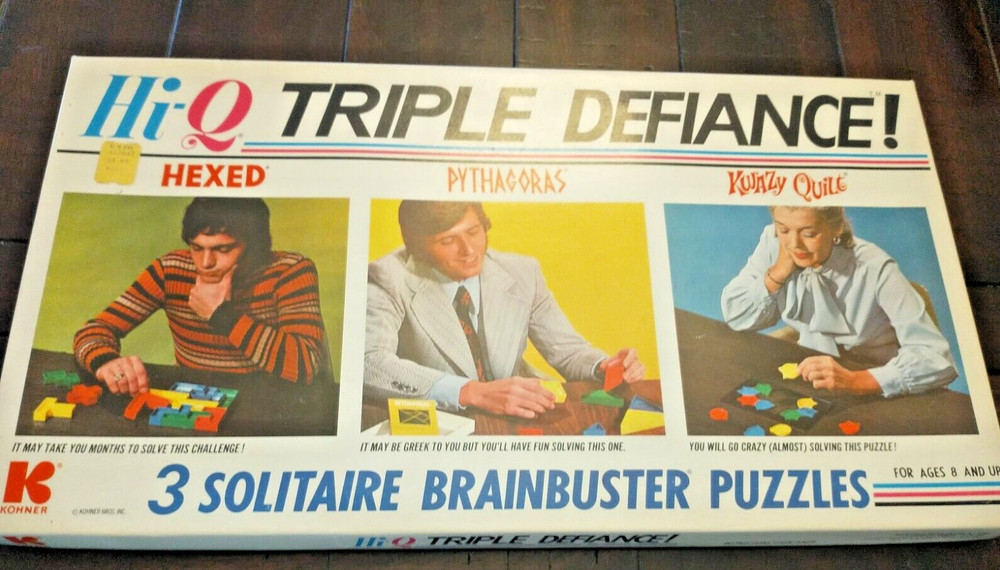 Hi-Q Triple Defiance Vintage Game Kohner Bros. 3 Solitaire Brainbuster Puzzles