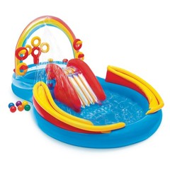 Inflatable Pool 117 x 76 53 Rainbow Slide Water Ring Toss Intex 57453EP Foot