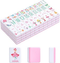 Mahjongolé 2026 American Mahjong Tile Set 160 Pink Tiles Floral Bag Open Box
