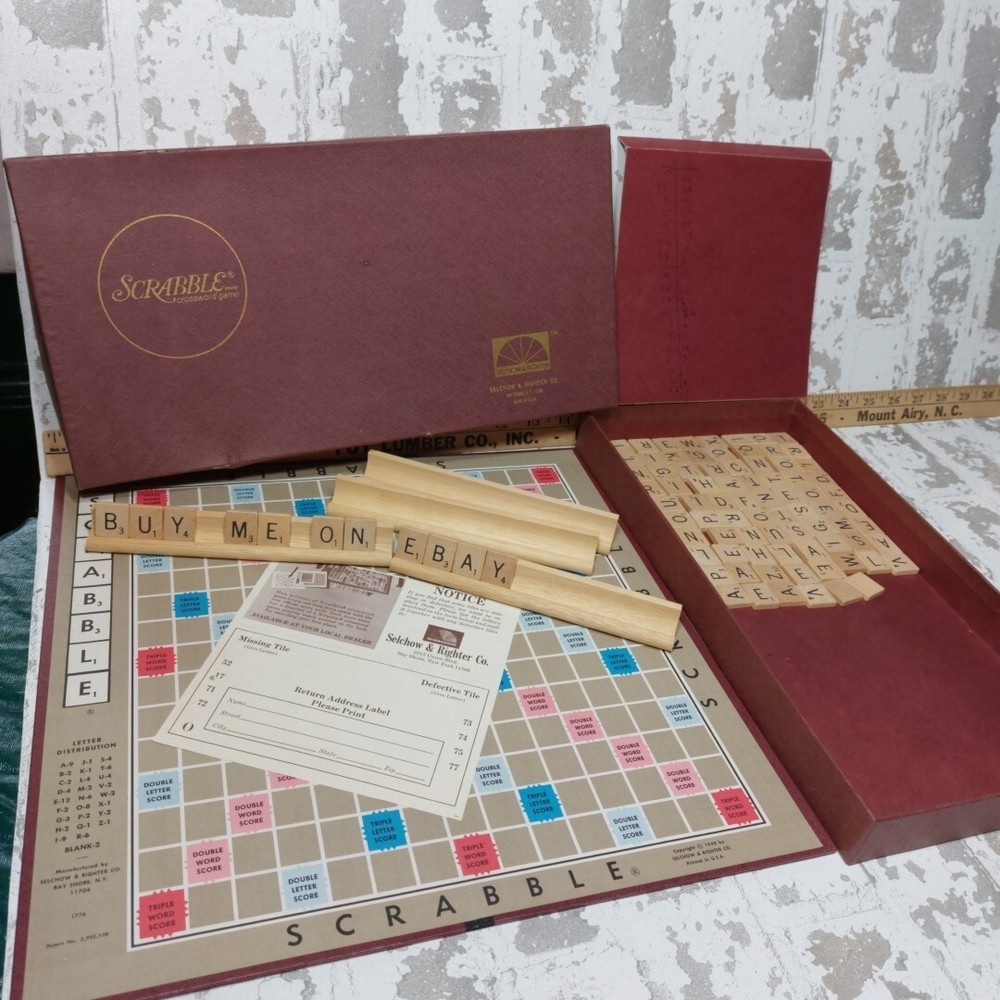 Selchow & Righter 1976 Vintage Scrabble Crossword Game Complete in Box