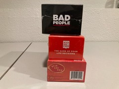 Lot of 3 Adult Party Games New Sealed – Never Have I Ever, Bad People, Stir the