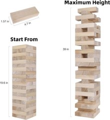 Wooden Giant Tumble Tower Game – 60 Blocks for Thrilling Fun & Skill Development