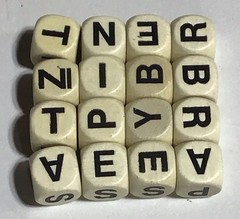 1976 Vintage Original Boggle Word Game 16 Replacement Letter Cubes Black & White