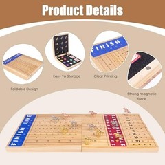 Extra Large 28″ Foldable Horse Race Board Game – Wood Chessboard, Metal Horses,