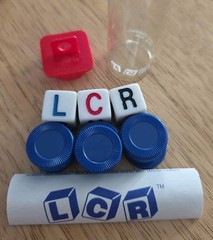 Original George & Co LCR Left Right Center Dice Game w/Blue Chips & Instructions