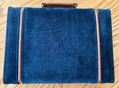 Aries Blue Suede Backgammon Set – 15″ x 10-1/2” – Complete