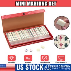 Portable Mini Mahjong Set, Indoor Entertainment Accessories with Carrying Case