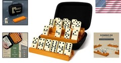 Compact Double 6 Dominoes Set with Travel Case & Domino Racks for Easy Gameplay