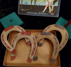 Wilder Indoor Horseshoe Game with Box 1940s Very Nice Graphics Missing Piece