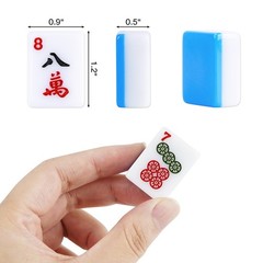 Mahjong Tile Set 166 pcs 1.2″ Tiles 3 Dices 1 Instruction Blue