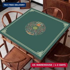 Chinese Style Mahjong Mat, 31.5 * 31.5” Anti Slip and Noise Reductio(Dark Green