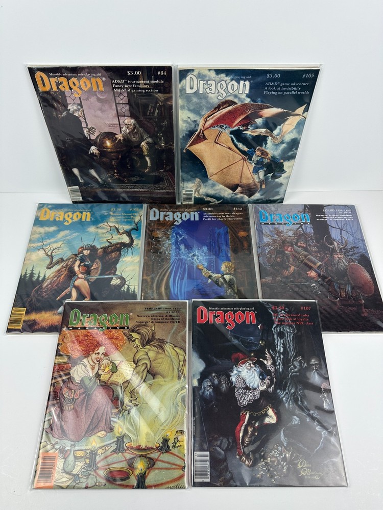 Dragon Magazine Lot of 5 #84 #105 #108 #113 #129 AD&D D&D All Bagged Boarded
