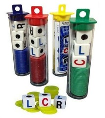 (5) LCR Dice Game Left Center Right Fast-Paced Travel Family w/ Chips & Dice
