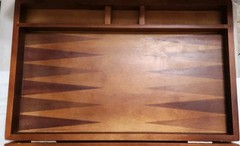 Solid Wood Backgammon Game Varnished Folding Board Set Complete EUC