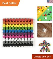 Educational 100 Wooden Meeples – Multi-Color Game Tokens for Creative Play