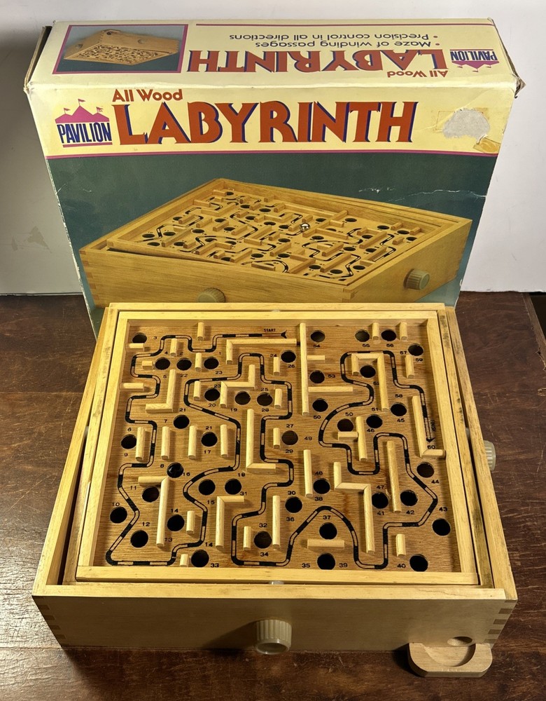 VIintage 1987 Pavilion Geoffrey All Wood Labyrinth Board Game – NO Metal Balls.
