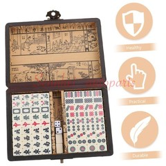 Vintage Chinese Mahjong Game Portable Set 144 Tiles w/ Storage Case Family Game