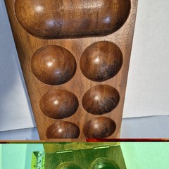 Vintage Folding Wooden Mancala Board Game Large 20″ Solid Wood Strategy Set