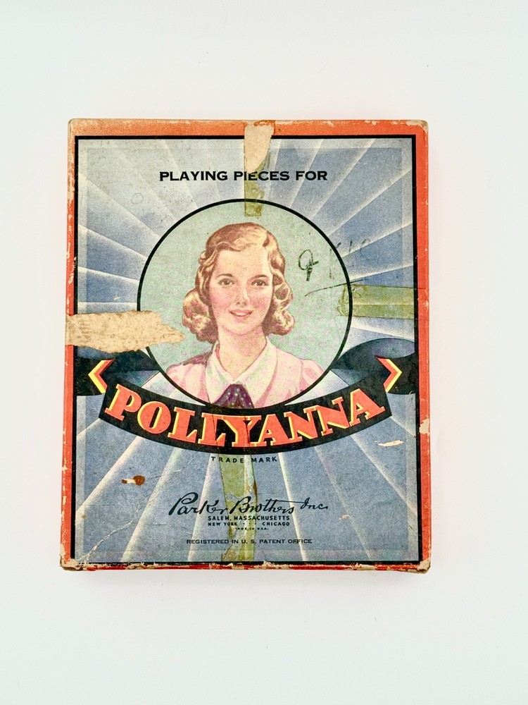 Vintage Parker Brothers Pollyanna Game Playing Pieces Box Partial Wooden Pawns