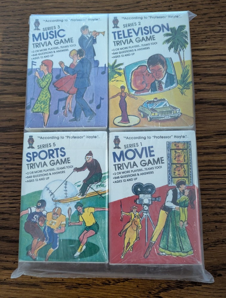 Hoyle Amtrak Pocket Trivia Game LOT Music Sports Movie Television NEW