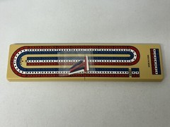 3-Track Folding Travel Plastic Cribbage Board Game with 6 Plastic Pegs – New!