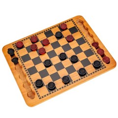 WE Games Traditional Red & Black Checkers Set, Solid Wood Board with Grooves