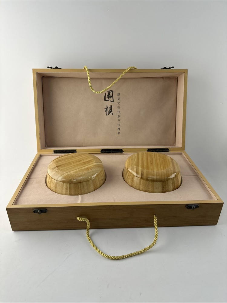 Portable Go Board Game Wood Box & Game Piece Containers