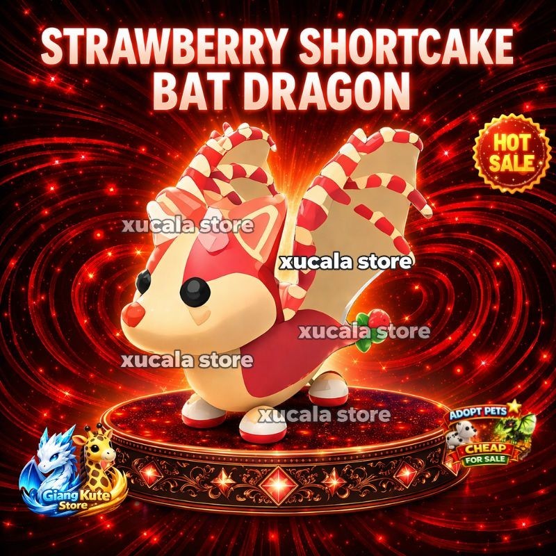 🍓 Strawberry Shortcake Bat Dragon | Adopt Pet – Fast Delivery ⚡
