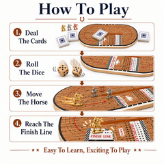 24.8in Wooden Horse Racing Board Game Foldable Large Race Track Set w Accessorie