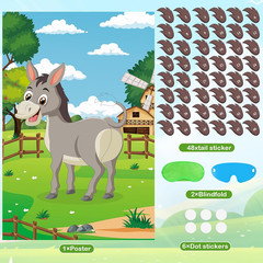 Pin The Tail On The Donkey Party Game with 48 Pcs Tails Large Farm Donkey Games