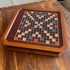 Scrabble Franklin Mint 1990 Collector’s Edition 24K Gold Plated Tiles Wood EUC