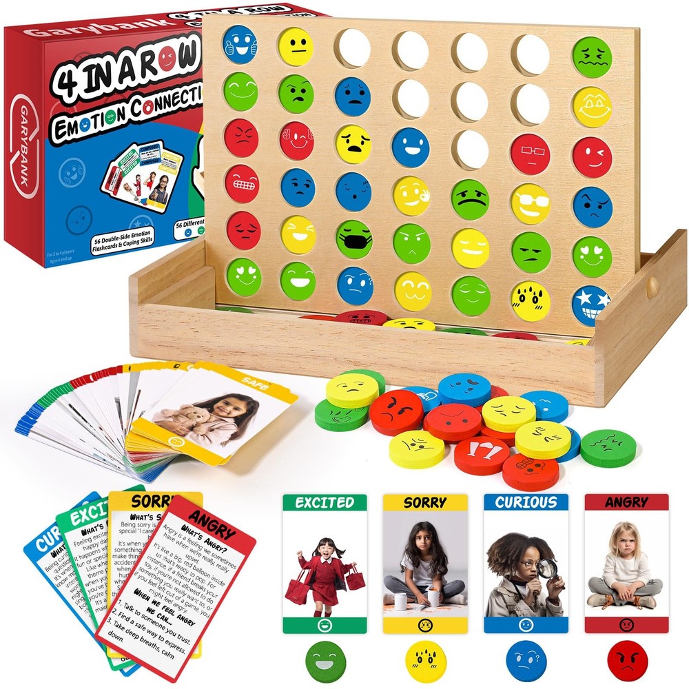 Social Emotional Learning Therapy Games for Kids, w/56 Emotion Cards, Connect…