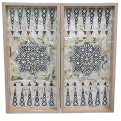 2 in 1 Backgammon Board Inlaid Mother of Pearl/Backgammon Egyptian Chess20.47 in