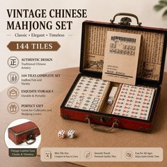 Vintage Chinese Mahjong Set Traditional 144 Tiles Mah-Jong Game Set Case Box USA