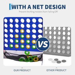 Jumbo 4 in a Row Game, Height Adjustable(2.7-3.2 Ft) Outdoor Indoor Connect 4 W/