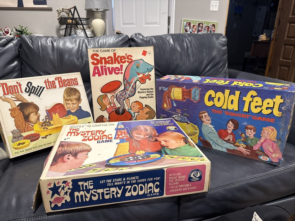 60s Games Lot- Don’t Spill the Beans, Mystery Zodiac, Cold Feet, Snakes Alive