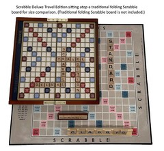 Scrabble Deluxe Travel Edition Wooden Folding Board Game Road Trip Free Shipping