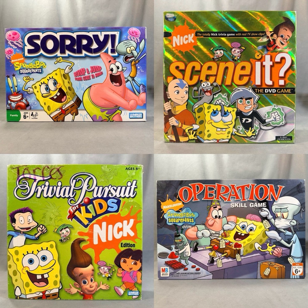 SpongeBob SquarePants Board Game Lot. Sorry Operation Trivial Pursuit Scene It