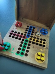 Wooden Ludo Pachisi Strategy Fun Traditional Travel Board Game 14x14cm 6х6″