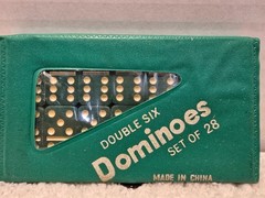 Vintage Double Six Standard Dominoes Set Of 28 In Original Case Green 3×5″ NEW