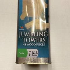 Tumbling Tower by Cardinal 48 Stacking Wood Pieces Metal Tin Used 5 & Up 1999