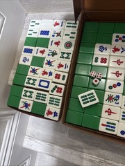 Vintage Mahjong Set 146 Melamine Tiles with Case Dice and Chips Traditional Game
