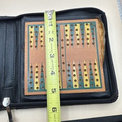 Vintage Travel Backgammon Wood Metal Pegs Board Game Set Zipper Case Complete