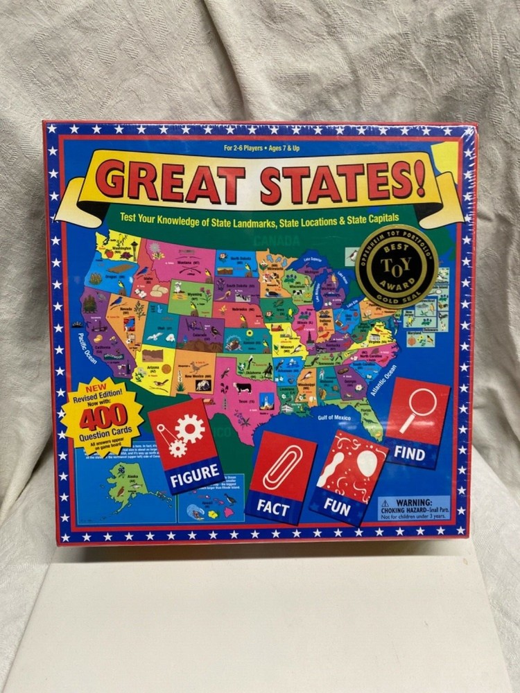 Great States Board Game Geography Trivia Homeschool New Best Toy Award SEALED