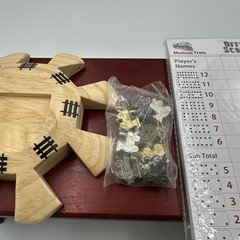 Yellow Mountain Imports Mexican Train Accessory Set –Wooden Hub & 8 Metal Trains